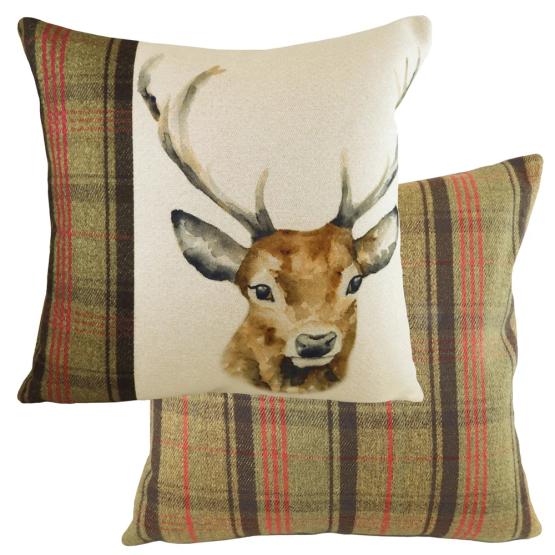 Cottage-Kissen ❤️ Hirsch. Tartan