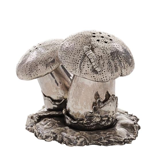 Salz- und Pfefferstreue "Pilze" aus Sterlingsilber