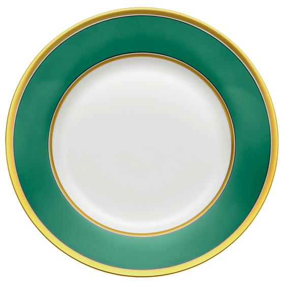 Teller groß "Sofina" Ecru-Porzellan, grün