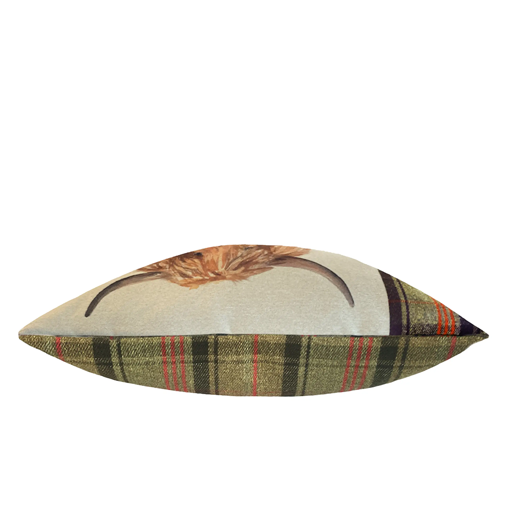 Cottage-Kissen ❤️ Highland Coos. Tartan