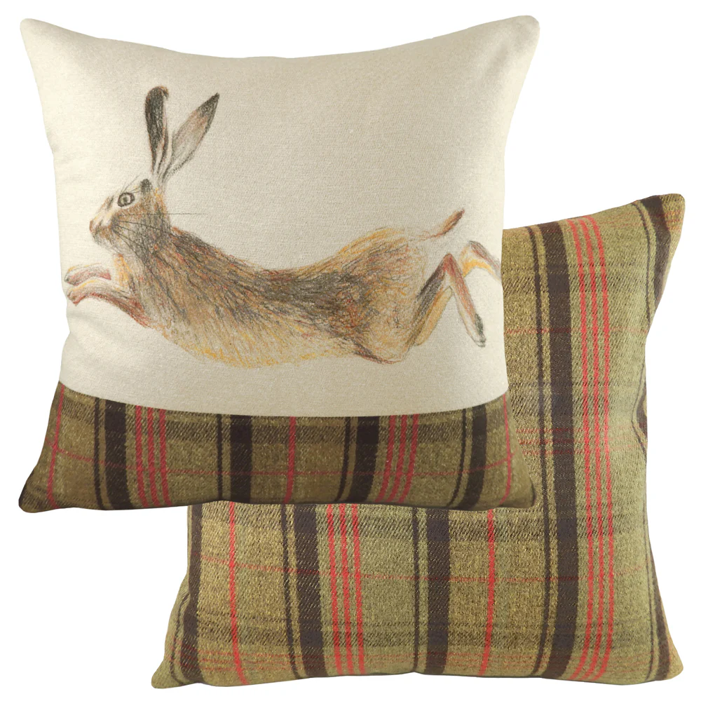 Cottage-Kissen ❤️ Hase. Tartan